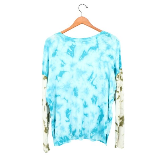 Sundance Tie Dye Summer Skies Pullover V-Neck Sweater Blue M - Picture 4 of 5